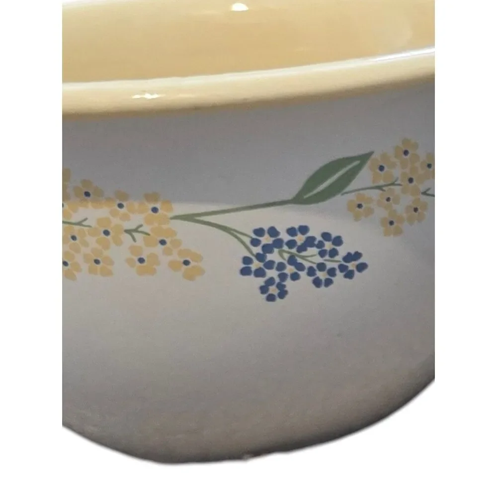Vintage Corelle Secret Garden Mixing Bowl Set 1Qt 3Qt Yellow Floral Stoneware